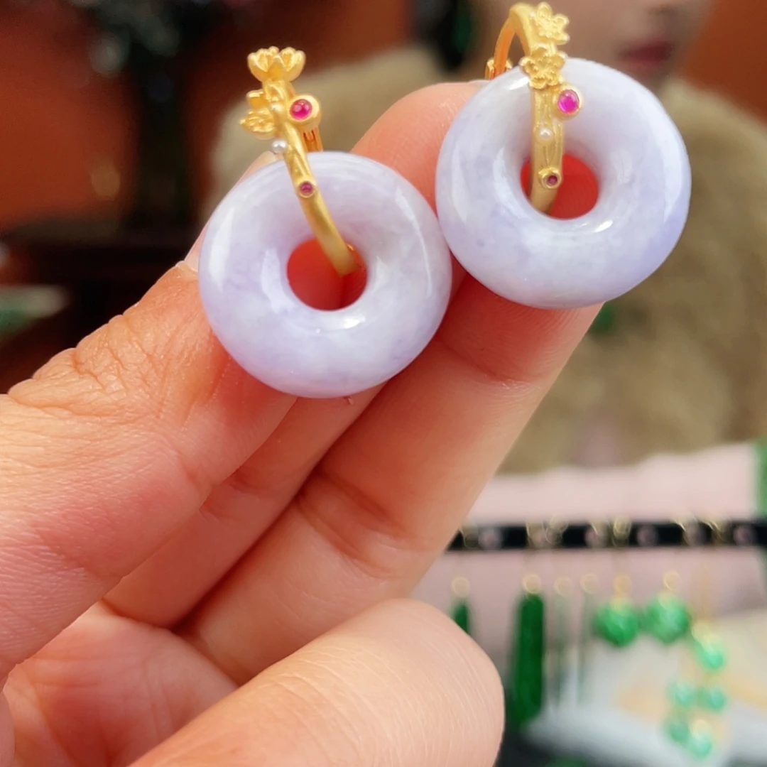 翡翠银S925镶嵌耳饰