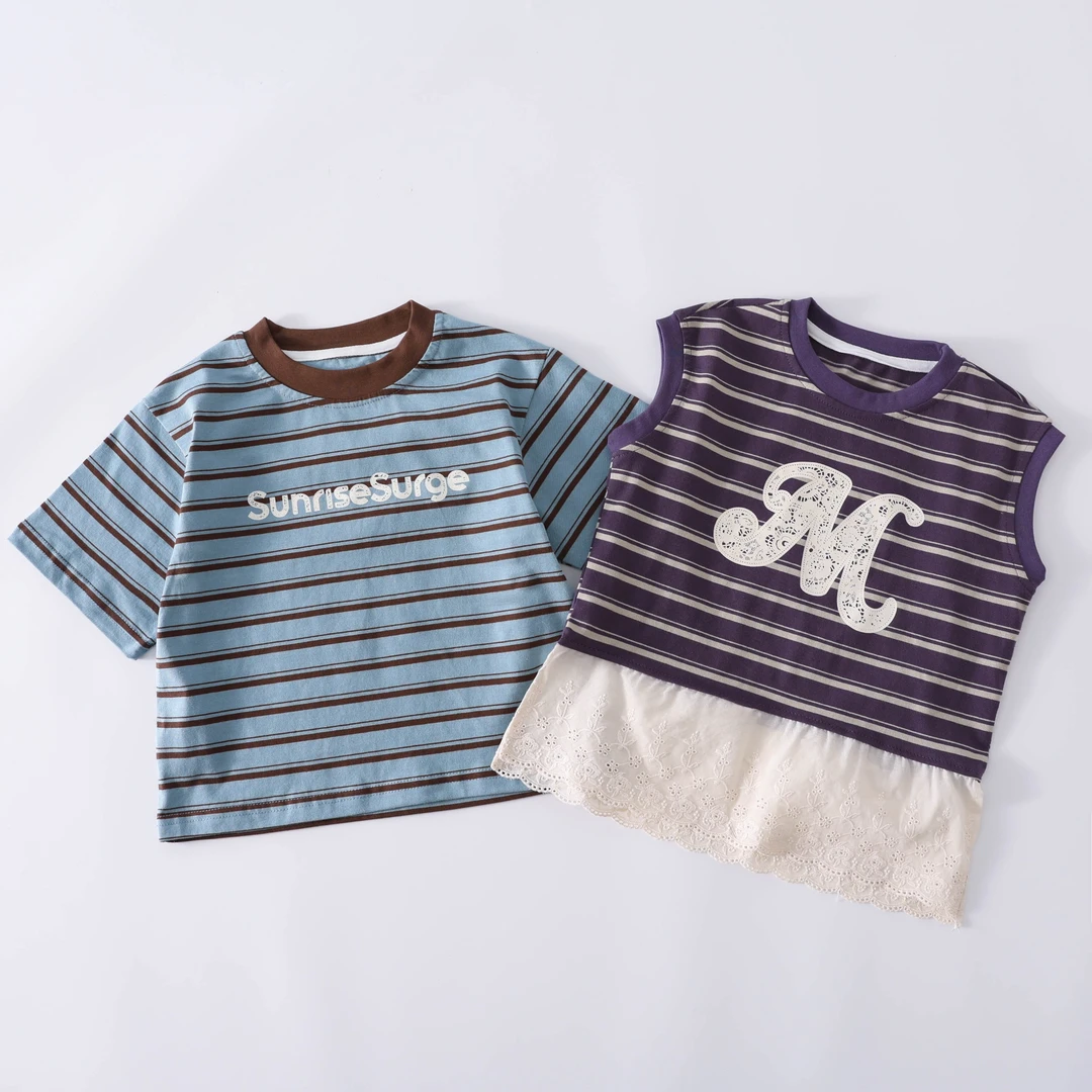 【主播推荐】【顾奈】QZ730夏季条纹亲子短袖