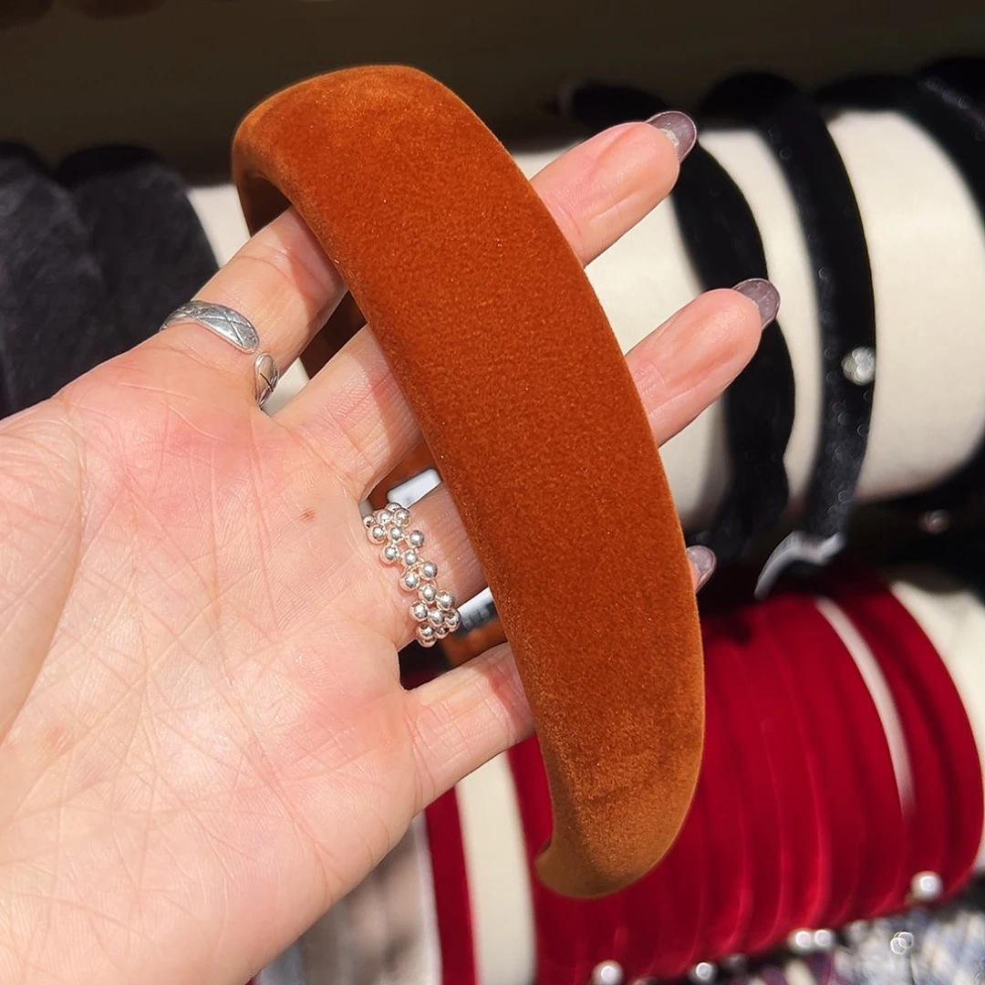 皮质非金属南瓜色丝绒发箍