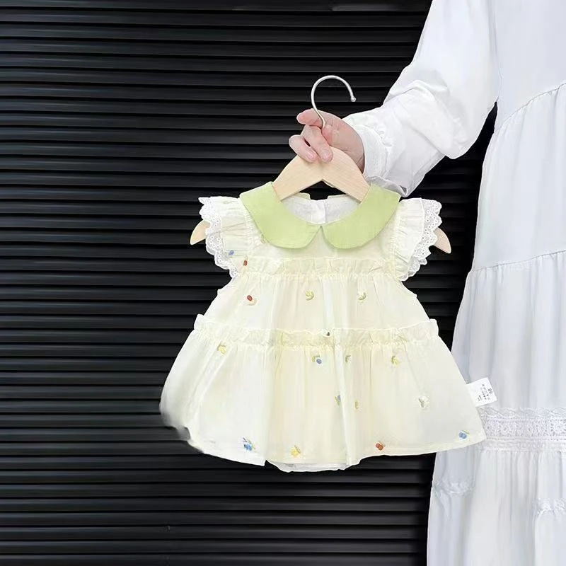 ZZ婴幼儿夏季娃娃领小花女宝夏款包屁衣裙连体婴儿宝宝儿童洋气