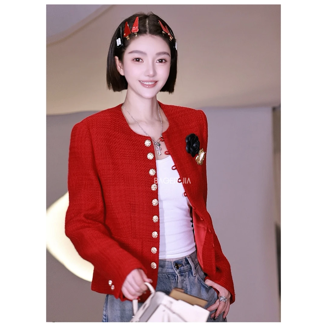 36-【红人之夜】宝儿家含幂BA136825309XQ山茶花法式小香风短外套