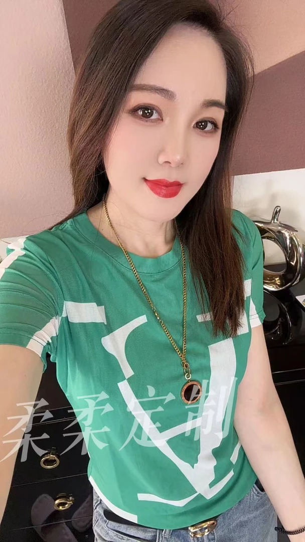 【柔柔推荐】气质时尚清凉短袖圆领百搭时尚气质上衣5023