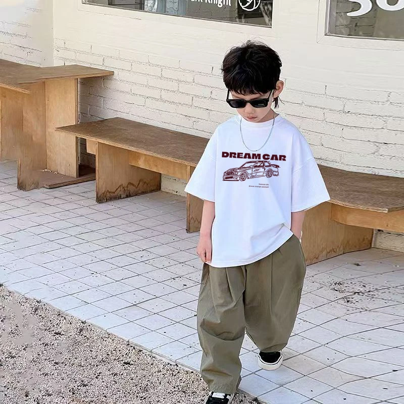 新款中大童短袖印花童装夏季男童吸湿排汗T恤男薄款帅气韩版洋气