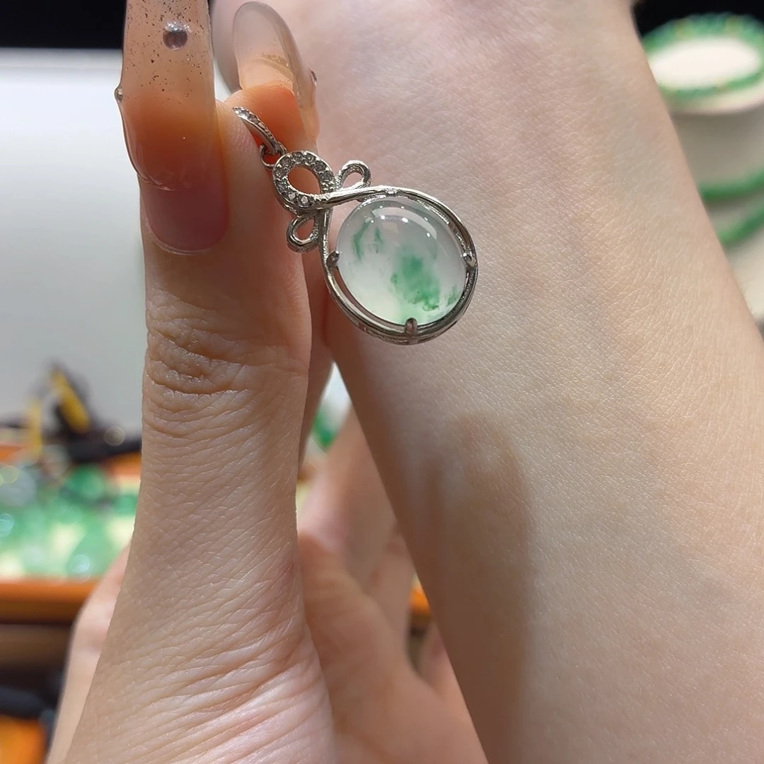 石英质玉银S925镶嵌颈饰起光货头