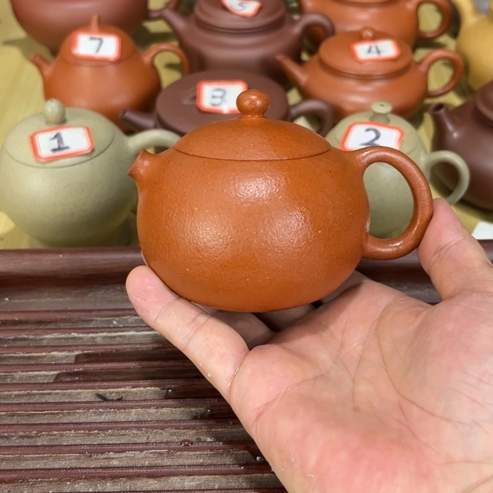 不***区茶壶紫砂全手纯红降坡泥河豚西施180毫升左右