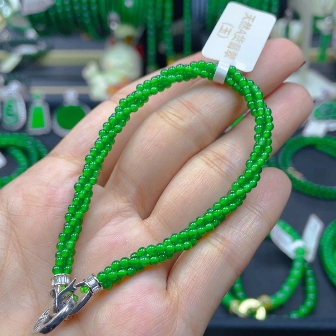 颈饰未镶嵌翡翠正阳绿麻花手链