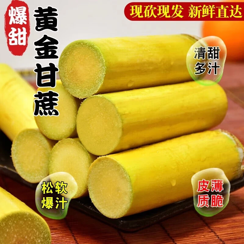 云南脆皮黄金甘蔗黄皮甘蔗农家自种脆甜多汁