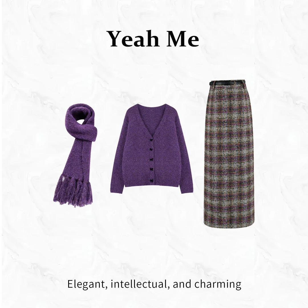 Yeah Me/也觅【云雾秘境】冬季新款氛围感时尚毛衣半身裙套装女装