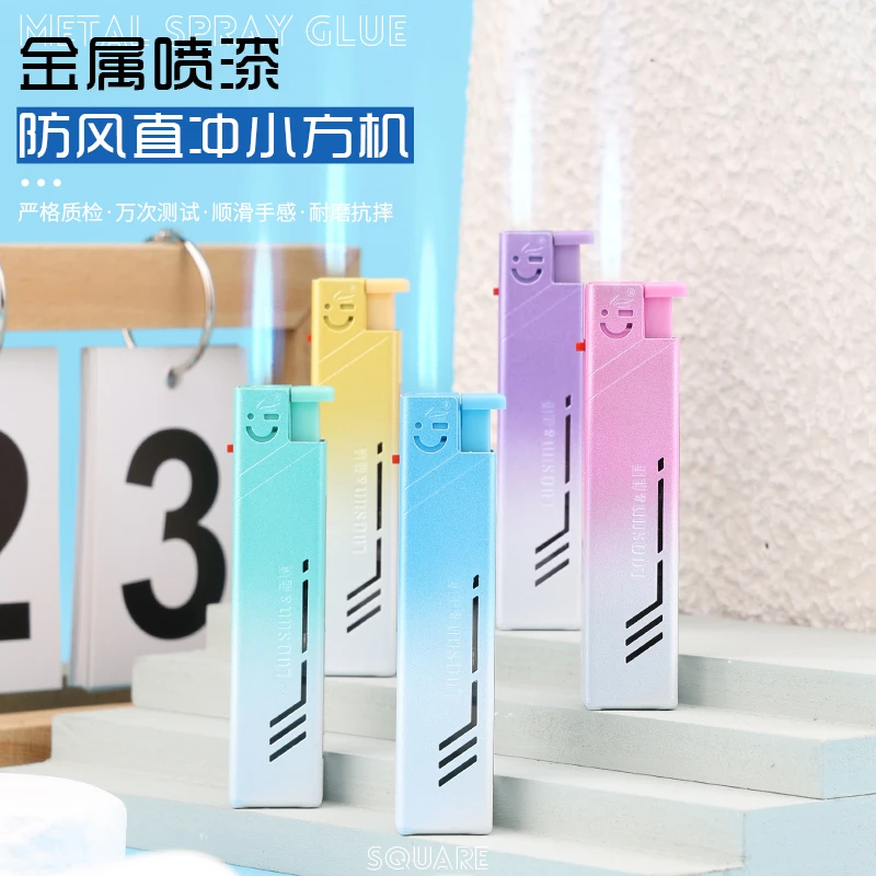 一次性防风直冲蓝色光打火机磨砂个性创意潮送男朋友网红新款双色