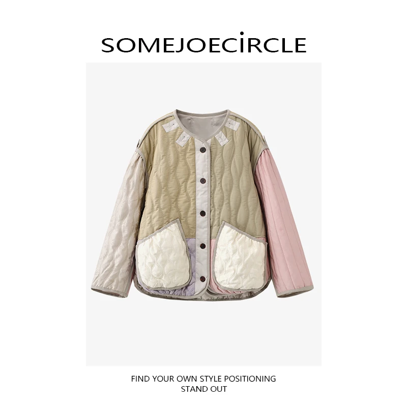 SOMEJOECIRCLE【棉服】25冬新款百搭时尚撞色拼接内胆棉服外套U8158