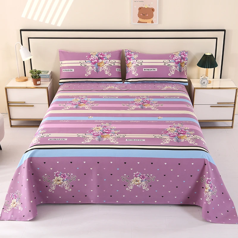 【专柜正品】加厚原棉老粗布床单三件套简约亲肤透气四季棉麻可机洗