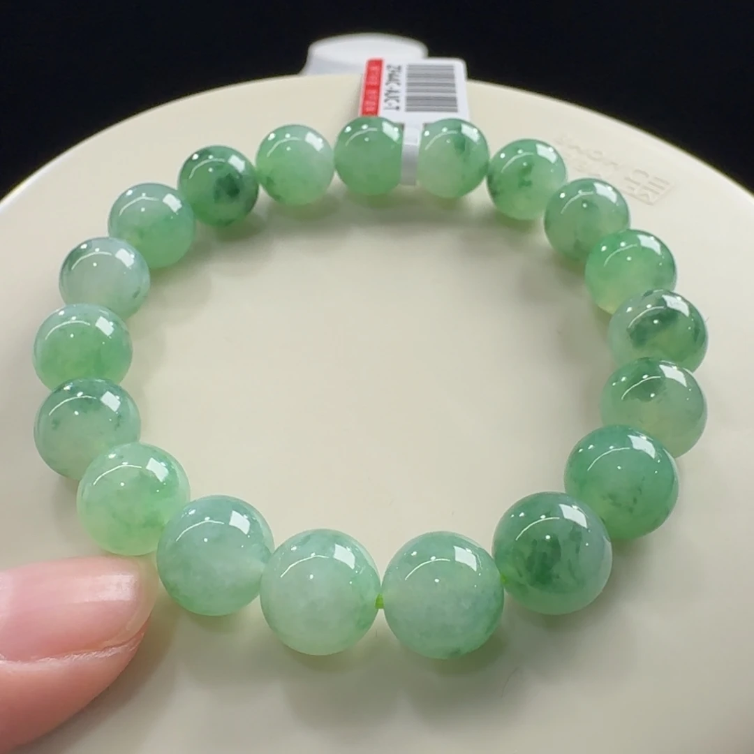 翡翠未镶嵌手链特色绿飘花单圈卡10mm