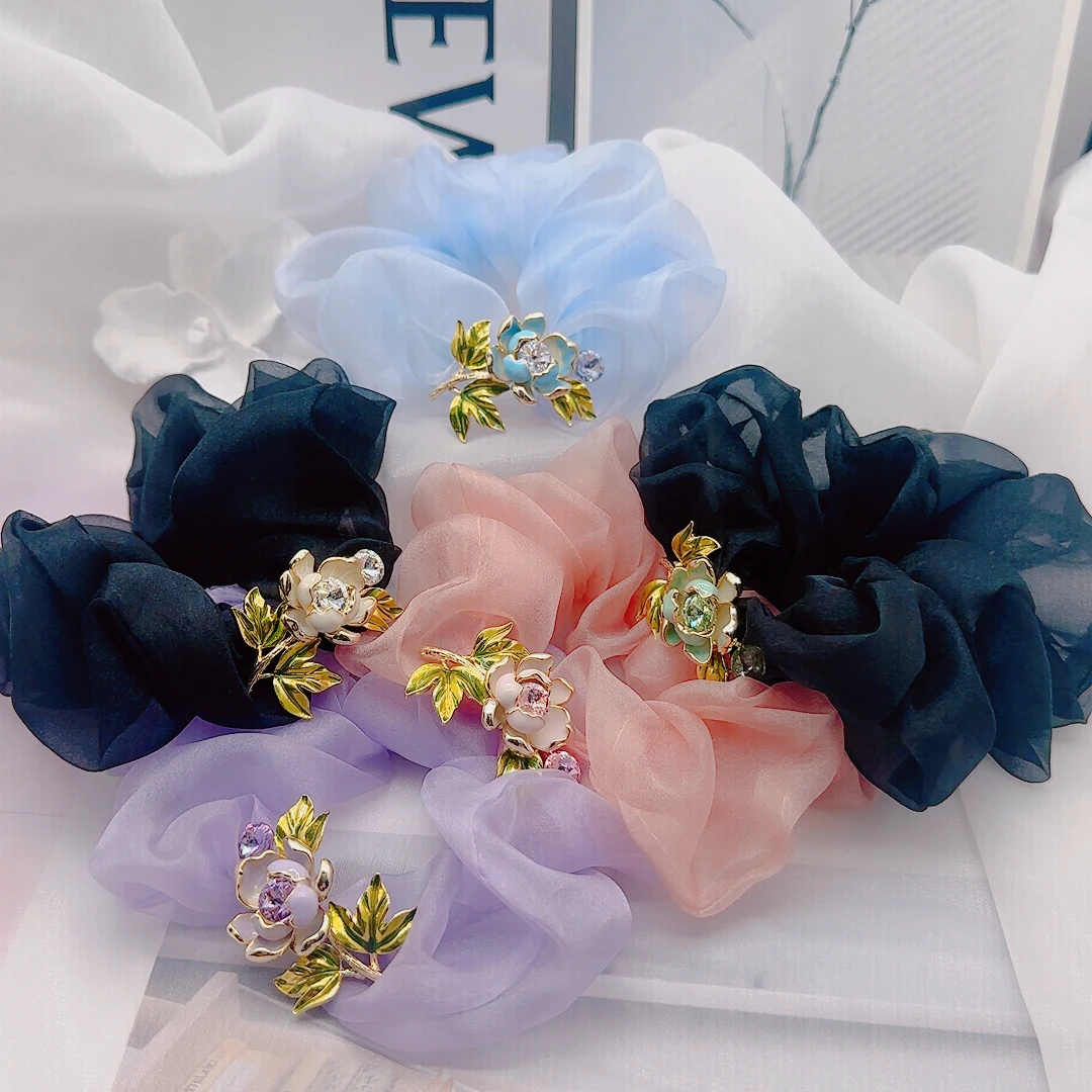 泛思新款水晶花朵抓夹8公分发饰头饰全扎发旗袍气质中式
