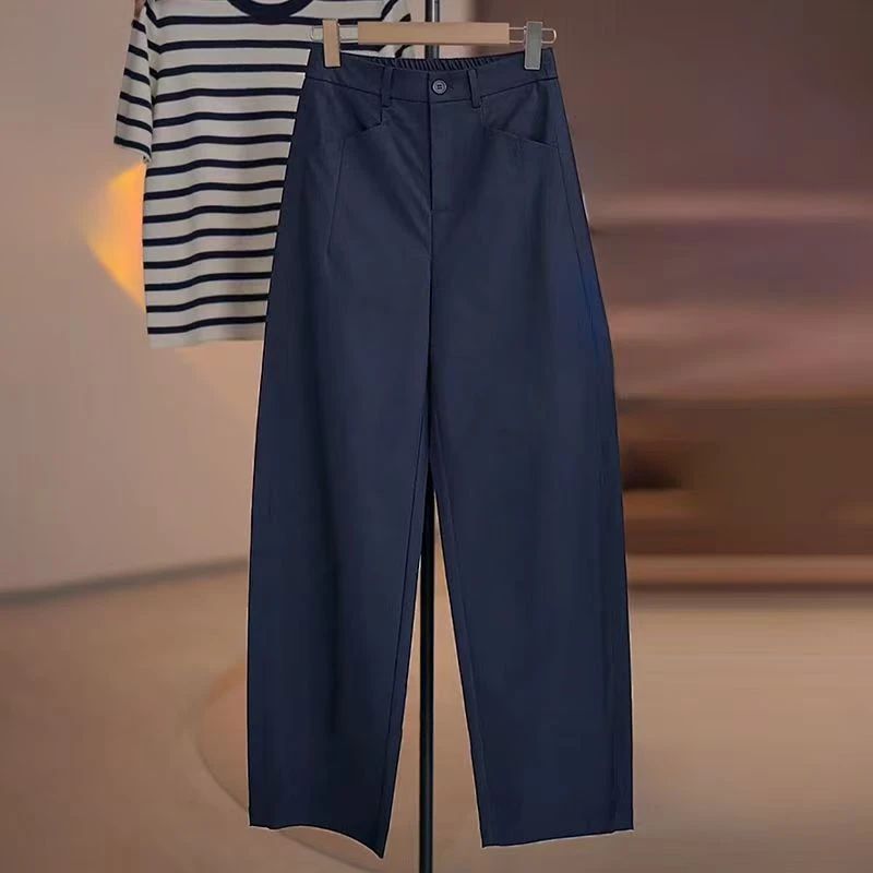 春秋时尚弯刀裤女2025宽松百搭直筒裤高腰显瘦休闲阔腿裤