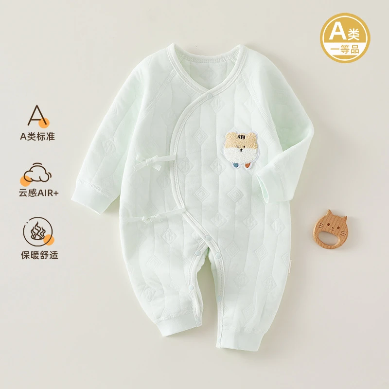 秋冬婴儿连体衣加厚新生儿衣服春秋保暖宝宝哈衣0-3月5纯棉和尚服