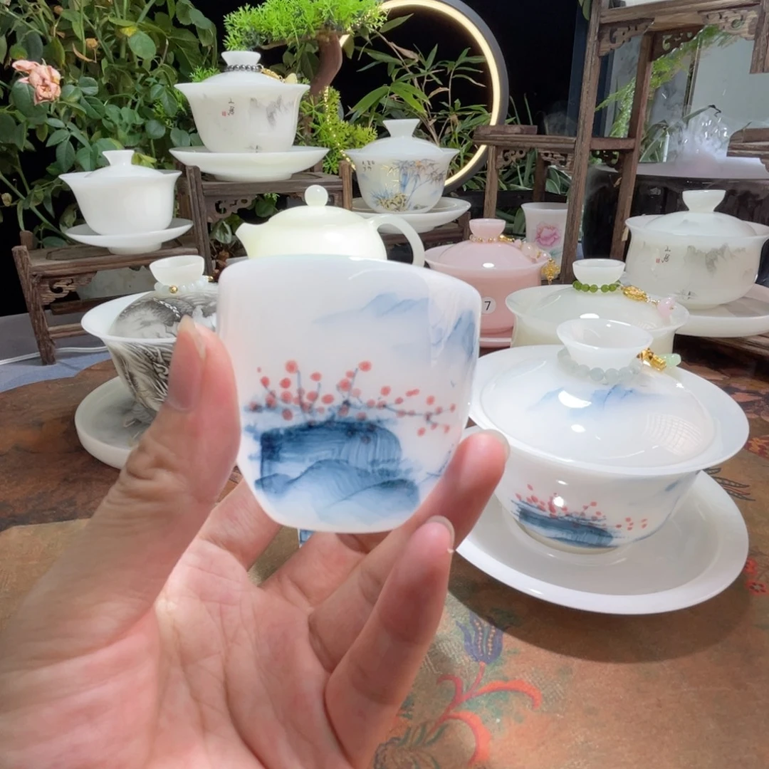璞玉手绘山水龙蛋杯60ml