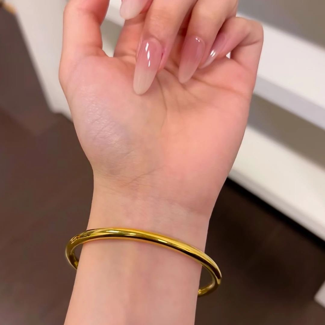 足银手镯 J包银 素圈手镯 亮面