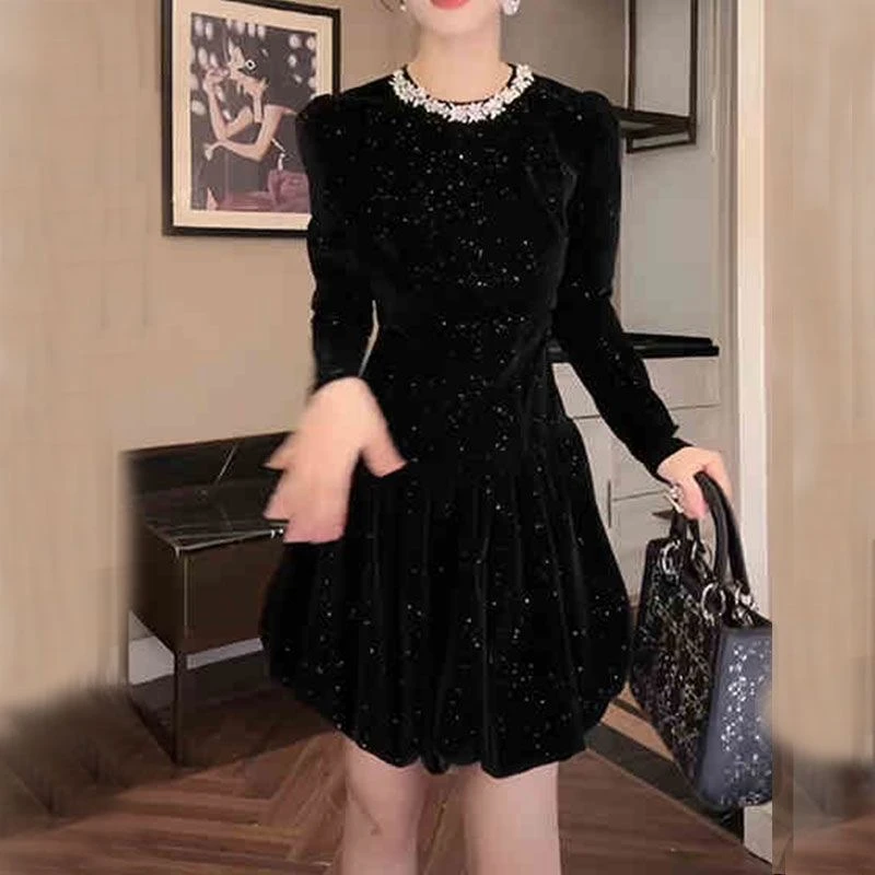 轻奢定制法式印花复古中长款显瘦洋气