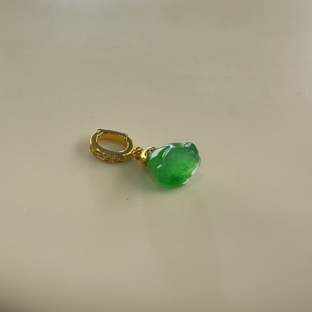 翡翠手链18K金镶嵌莲蓬小滴溜