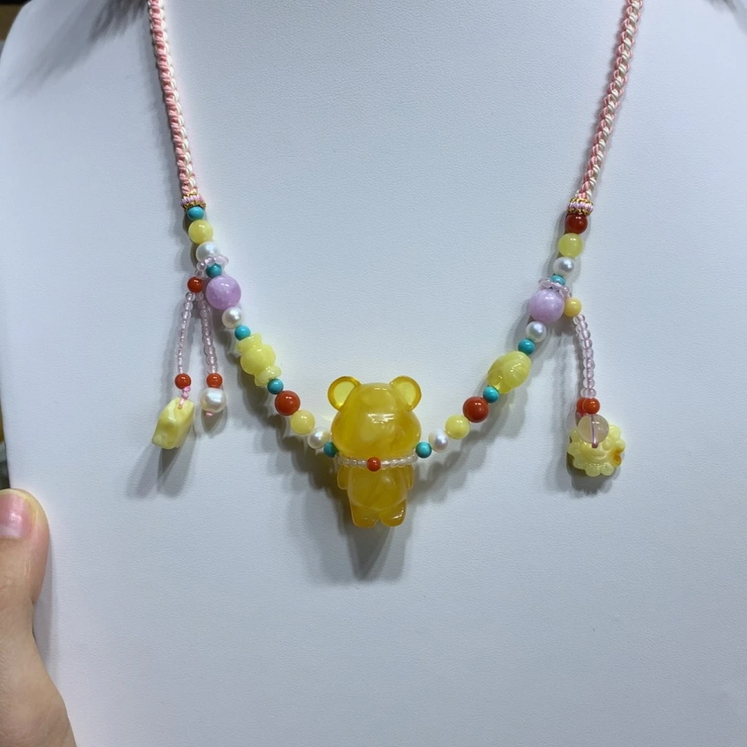 蜜蜡颈饰未镶嵌Y锁骨链