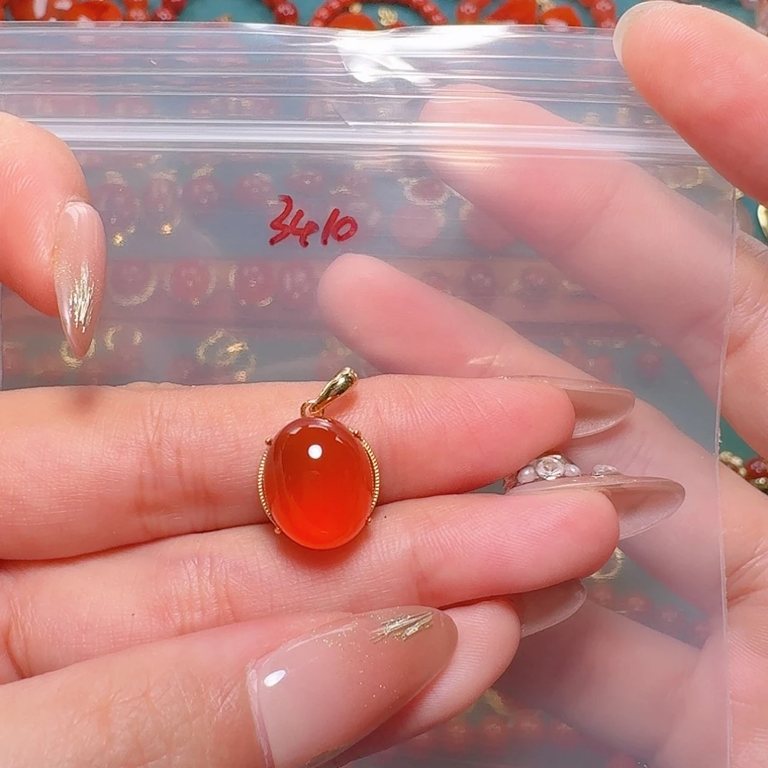 南红玛瑙银S925镶嵌吊坠