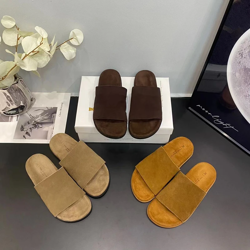 帅老板~2025新款增高3.5森系小众复古老钱风博肯一字拖鞋女