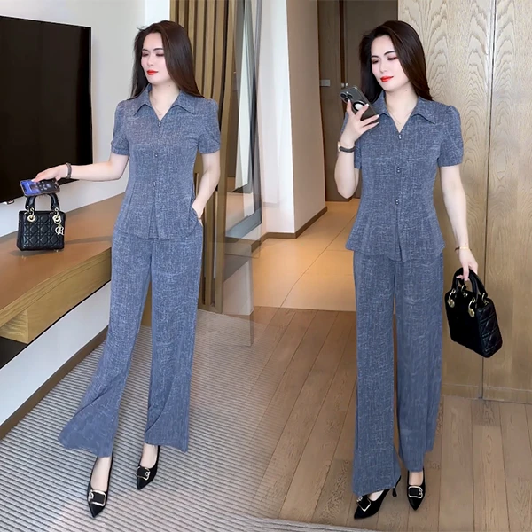 2025夏季短袖新款穿搭洋气休闲时尚气质两件套不挑人减龄套装163