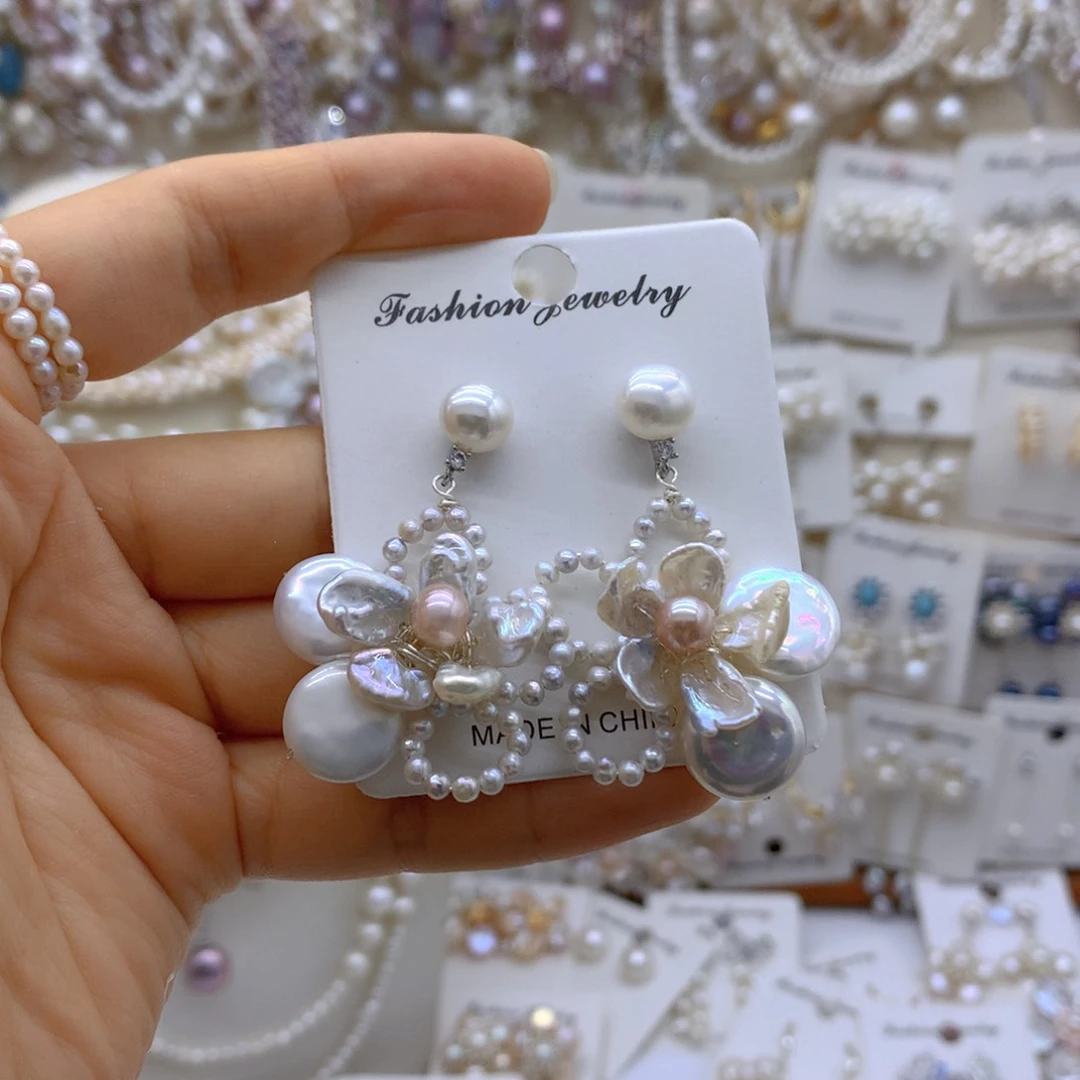 银S925镶嵌淡水珍珠项链耳饰