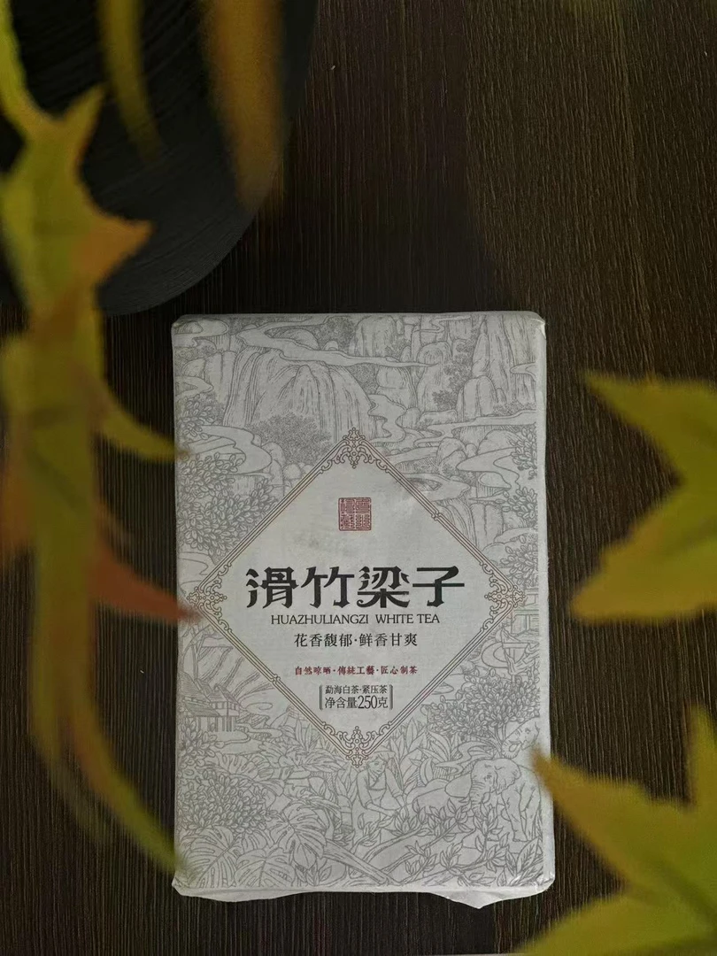2023年滑竹梁子白茶砖250g