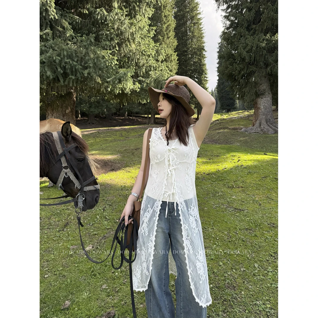 现货9470D大婉酱微胖定制【白藤花衫】秋叠穿通透微肌理背心连衣裙