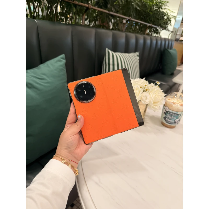 适用于华为Matex6/Matex5彩色印花皮革中轴折叠手机壳 全包连体