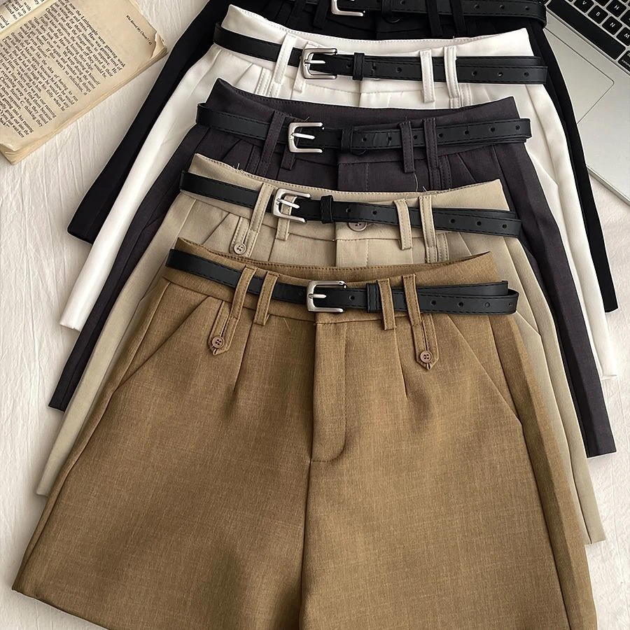 直筒西装短裤女2025夏季新款小个子显瘦休闲裤外穿a字阔腿热裤子