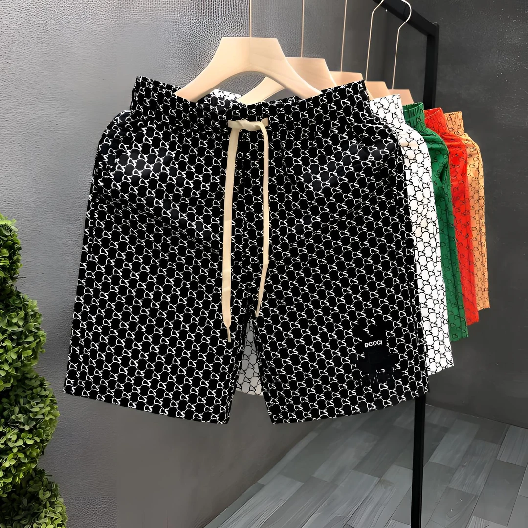 高字母印花短裤男款夏季薄款五分裤布鞋2025新款男士高端欧货中裤