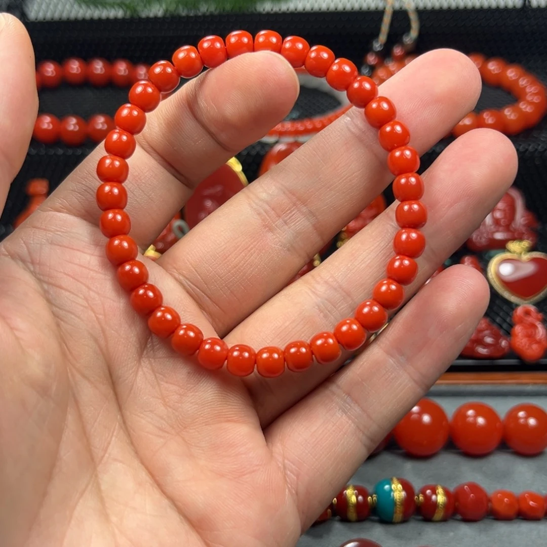米***水南红玛瑙未镶嵌老型手串