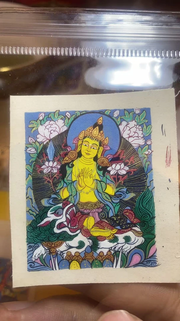 纯手绘文殊菩萨热贡唐卡作品