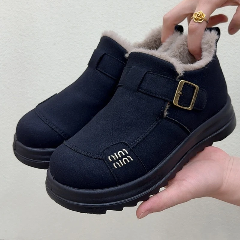 雪地靴女冬季新款时尚马丁靴加绒加厚棉鞋保暖防滑勃肯鞋轻便棉靴