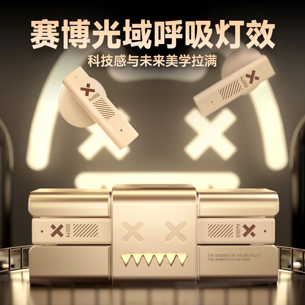 魔鬼猫TWS无线蓝牙耳机ANC主动降噪酷炫灯效合金赛博朋克风格耳机