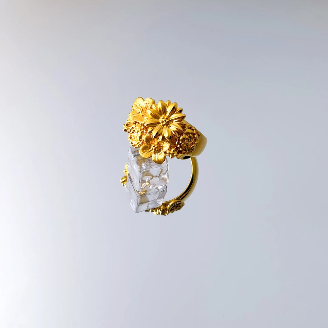 【繁花戒指】足金999黄金5D无氰繁花似锦潮流时尚戒指