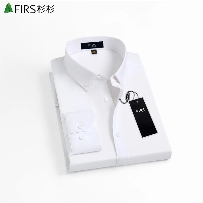 杉杉男士秋季长袖棉麻白蓝色衬衫商务休闲正装百搭纯色男款衬衣