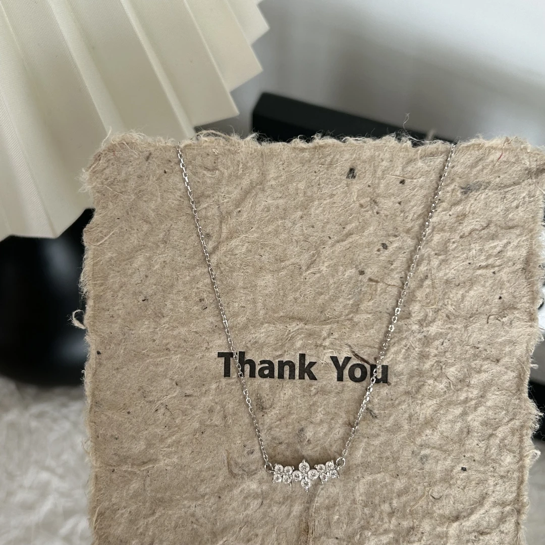 坠链均925银合成锆石 韩国ins风时尚百搭气质简约 紫藤花项链