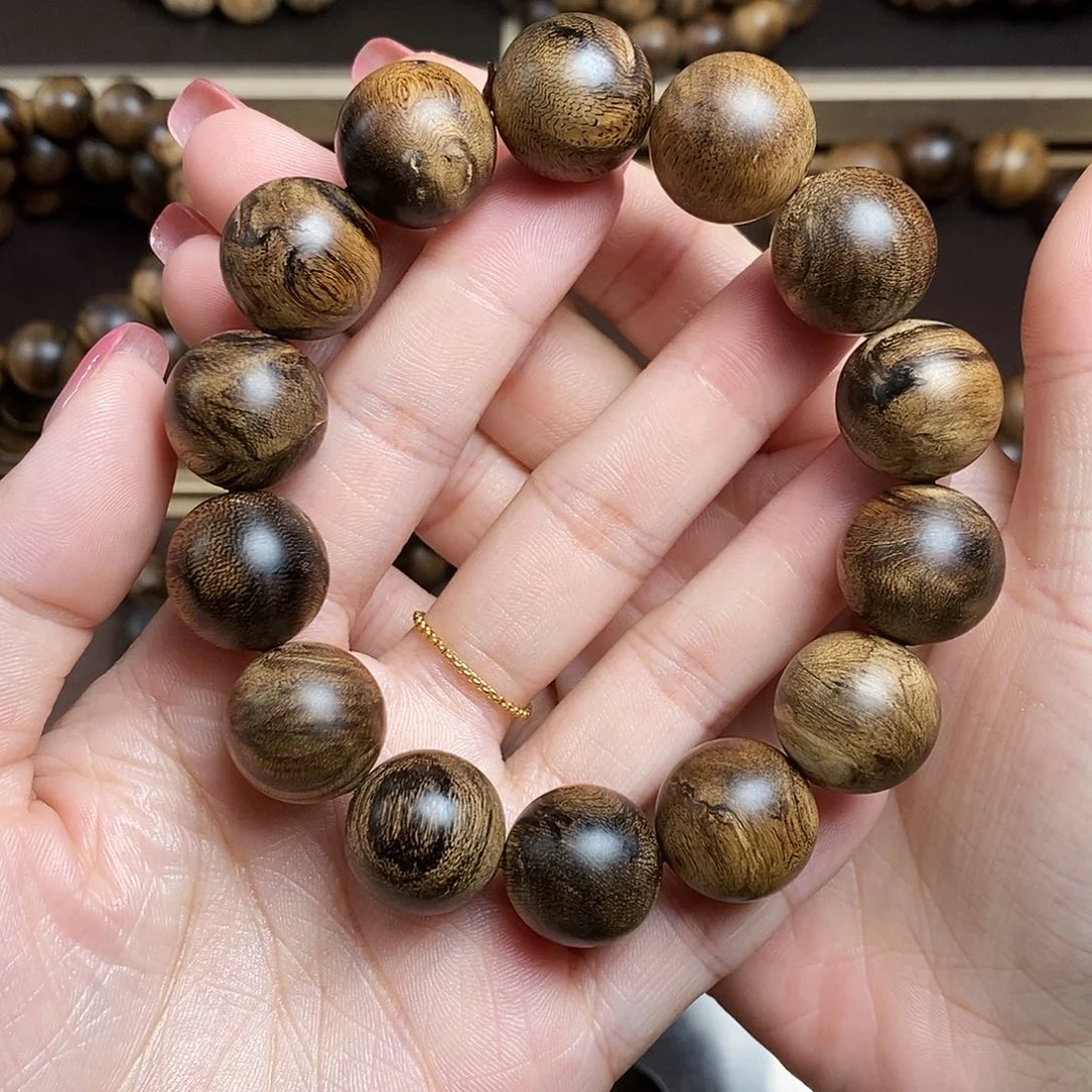 沉香手串越南芽庄白棋虎皮缨子瘤疤沉水
