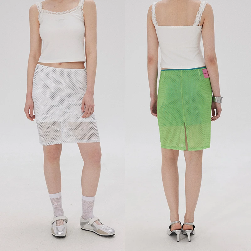 JGGU黑标【Jennie日记】法式波点双层半身裙欧若风开叉裙JG11250051