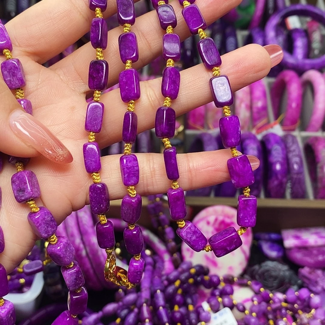 用***8珐琅非金属玉华紫丝绒项链