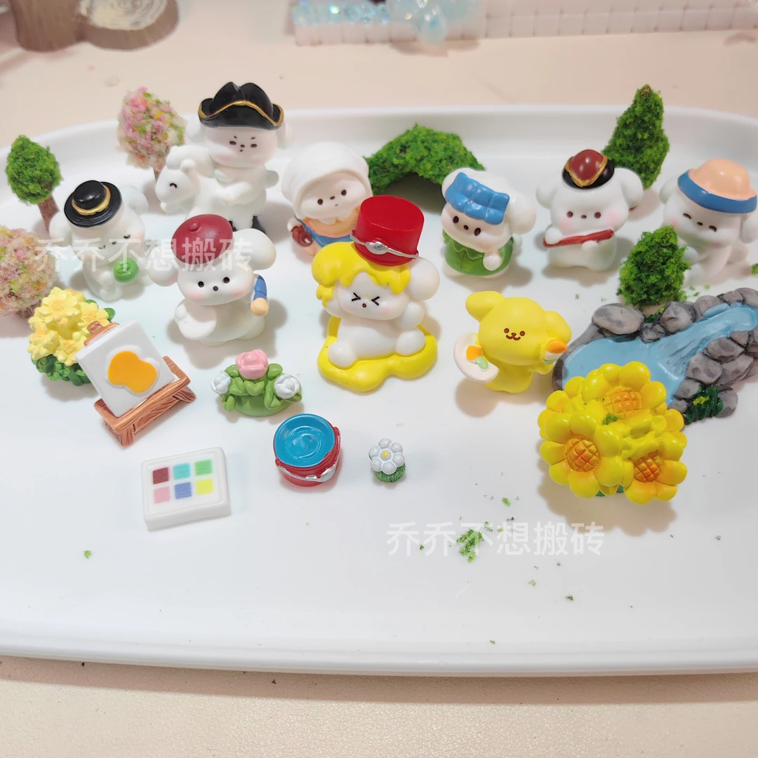 【许愿+对碰+小六】画家名画小狗 桌面汽车装饰工艺品