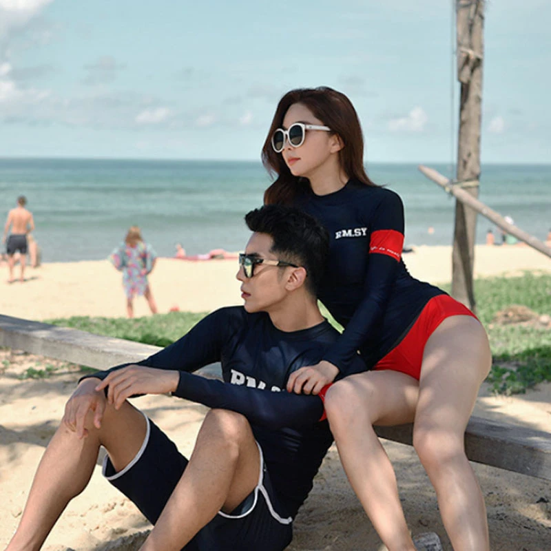 户外潜水服女长袖男情侣冲浪水母大码温泉浮潜防晒透气泳衣全身装