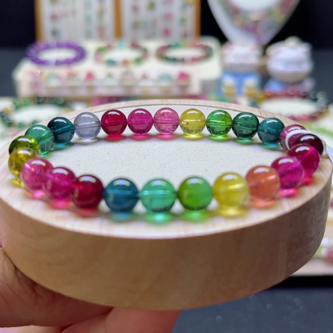 手链未镶嵌碧玺7.8mm色标彩虹