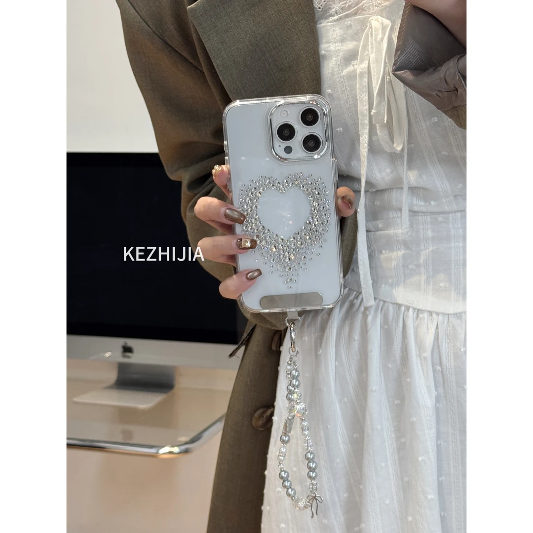 【壳之】高级轻奢爱心闪钻透明适用苹果16/15/14/13/12promax手机壳