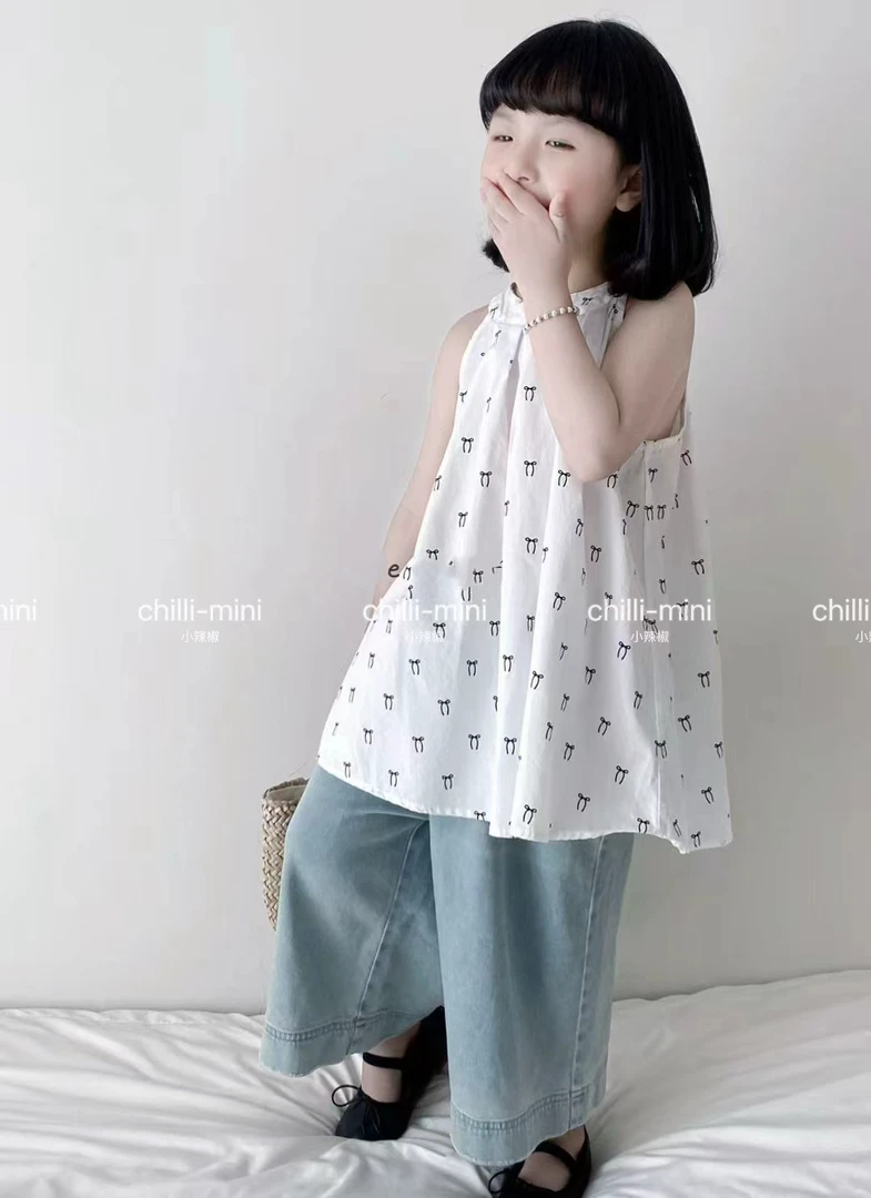 女中童110-150（挂脖棉小衫＋软牛仔）