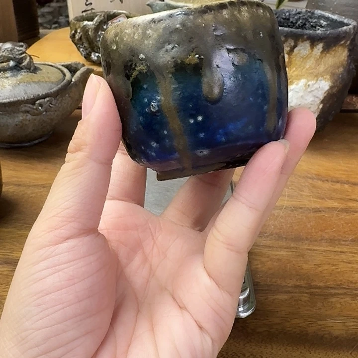 这***法马场隆志备前烧苍蓝窑变主人杯福利一口价