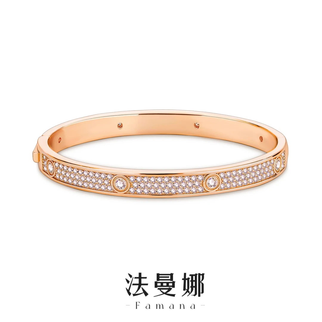 925银莫桑石手镯 满天星轻奢满钻排钻时尚手镯白色简约镶嵌情侣